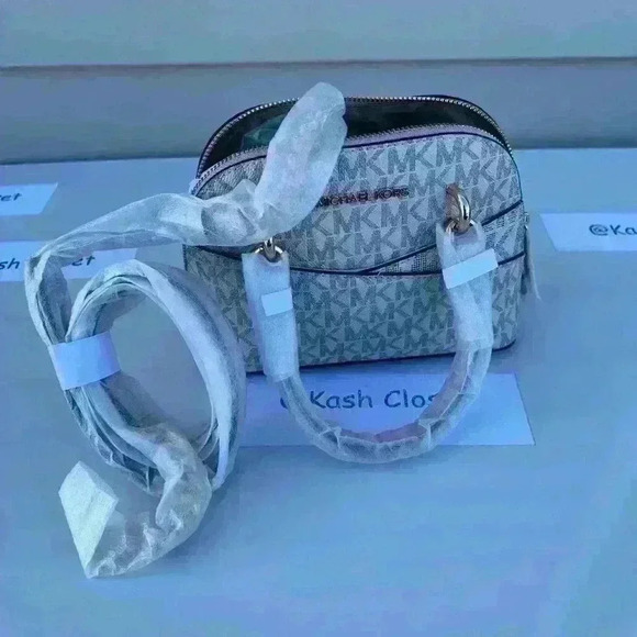 Michael Kors Dome Satchel XS Crossbody Jet Set MK Logo Signature Powder Blush - Picture 8 of 8